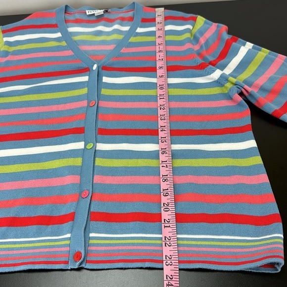 Pendleton Striped Multi Color Lightweight Button Sweater Cardigan XL V Neck - Picture 9 of 13